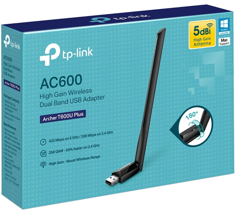 TP-Link Archer T600U Plus AC600 High Gain Wireless Dual Band USB Adapter