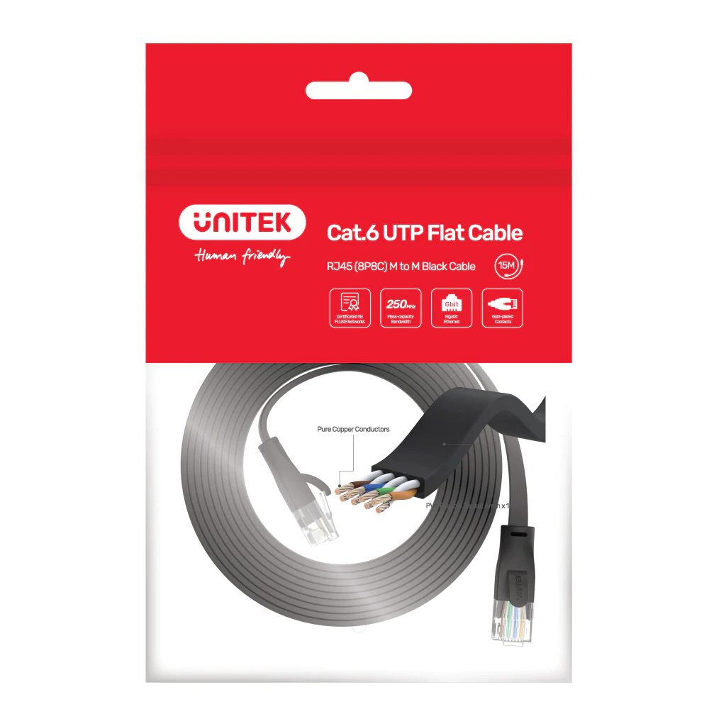 UNITEK C1811GBK Flat Ethernet Cable