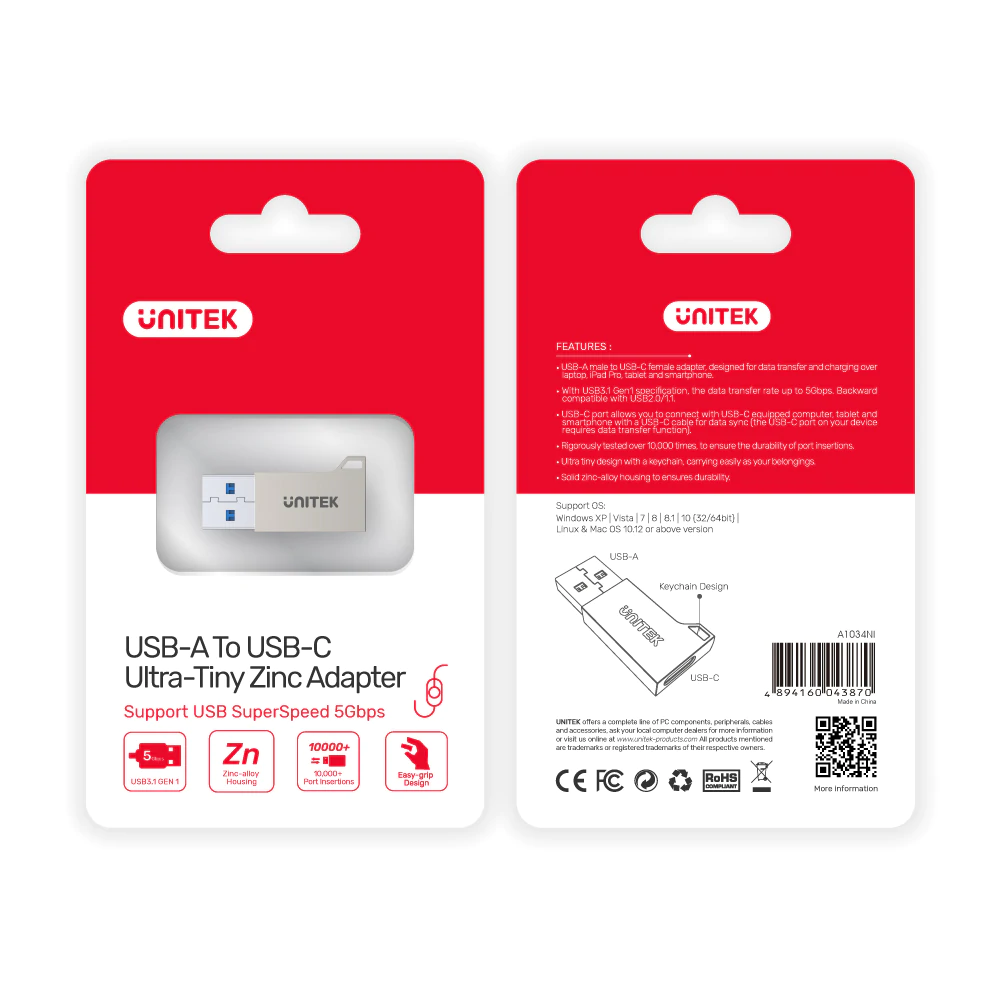 UNITEK A1034NI USB 3.0 to USB-C Adapter