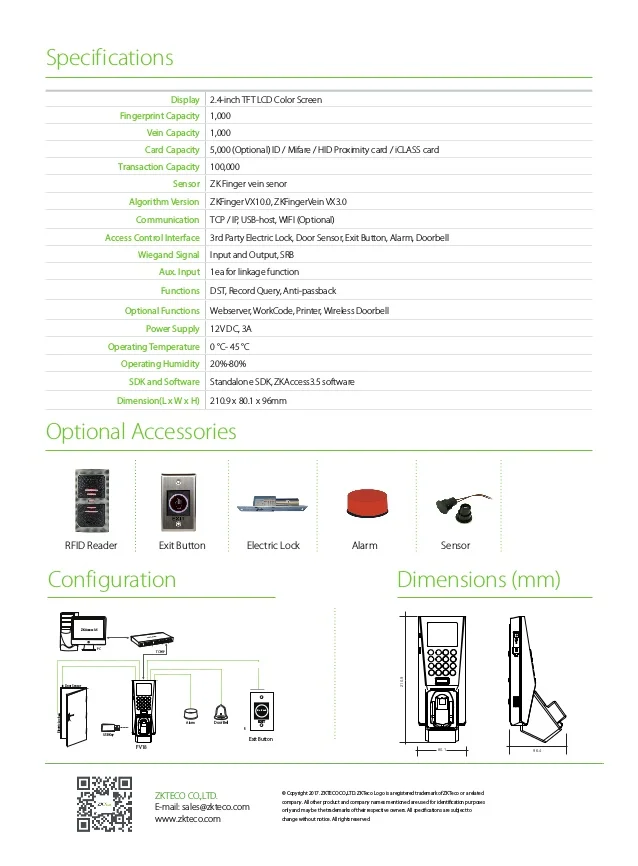 ZKTECO FV18 Access control