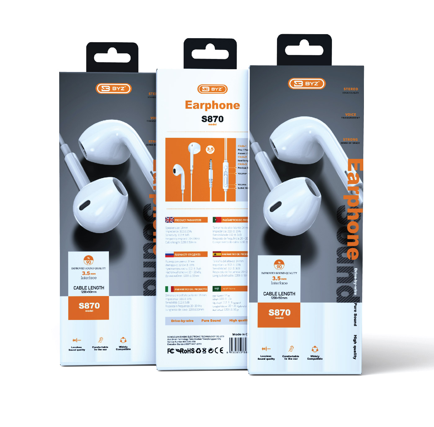 BYZ S870-W Earphone