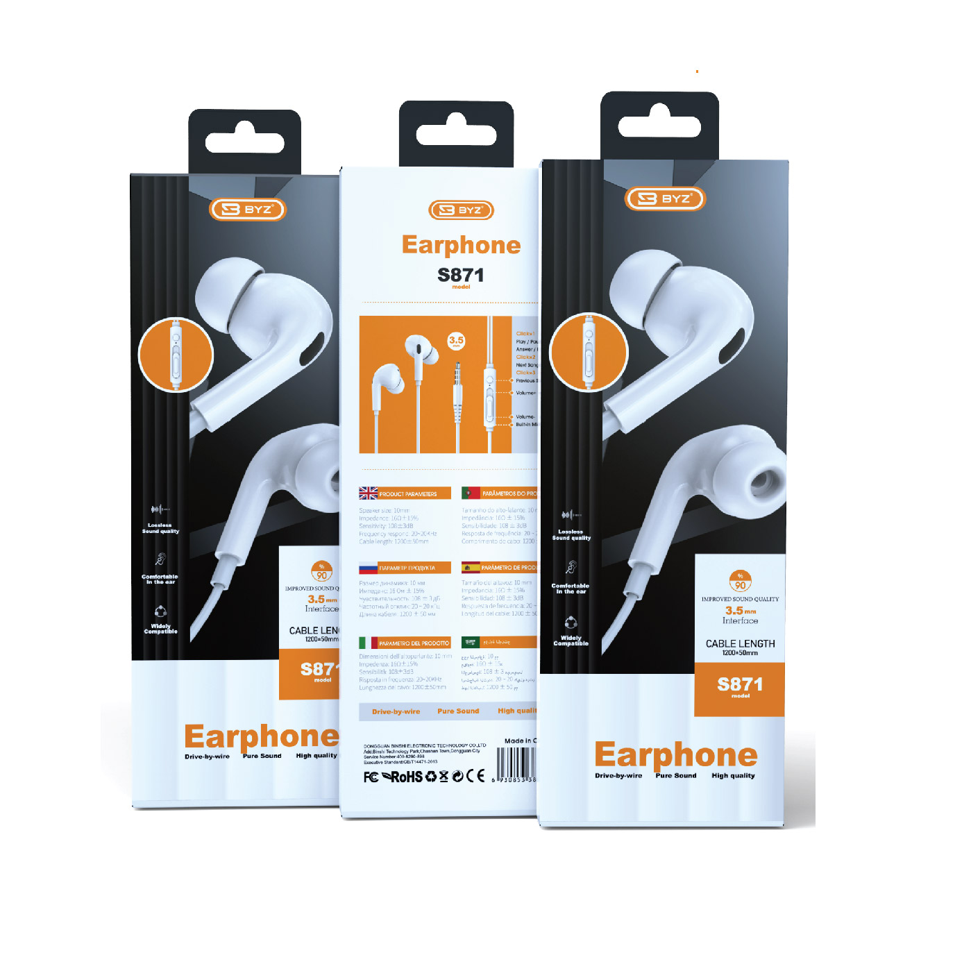 BYZ S871-W Earphone