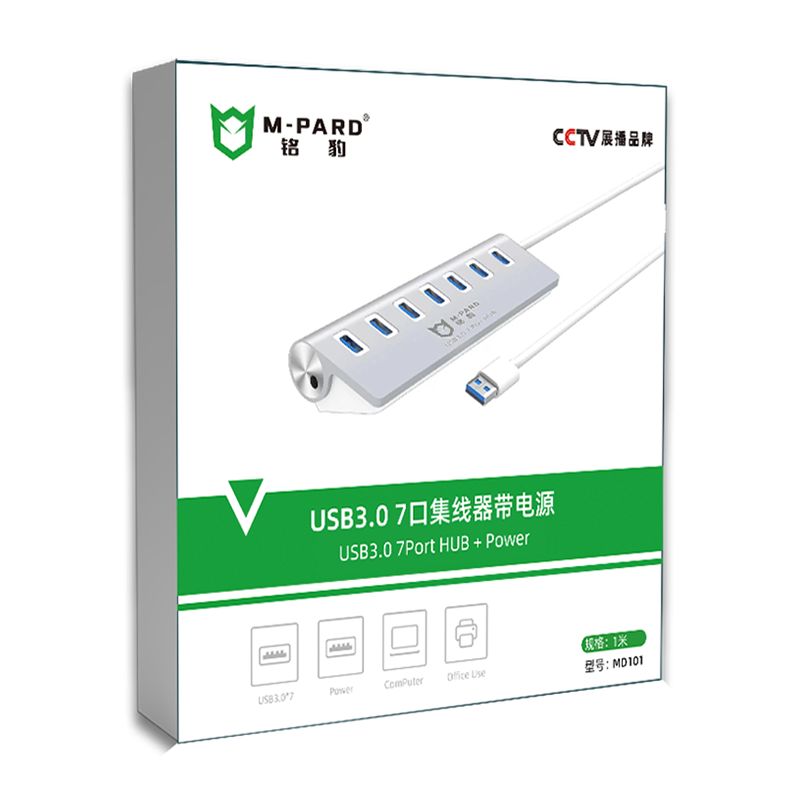 M-PARD MD101 USB3.0 7HUB+POWER 5V2A