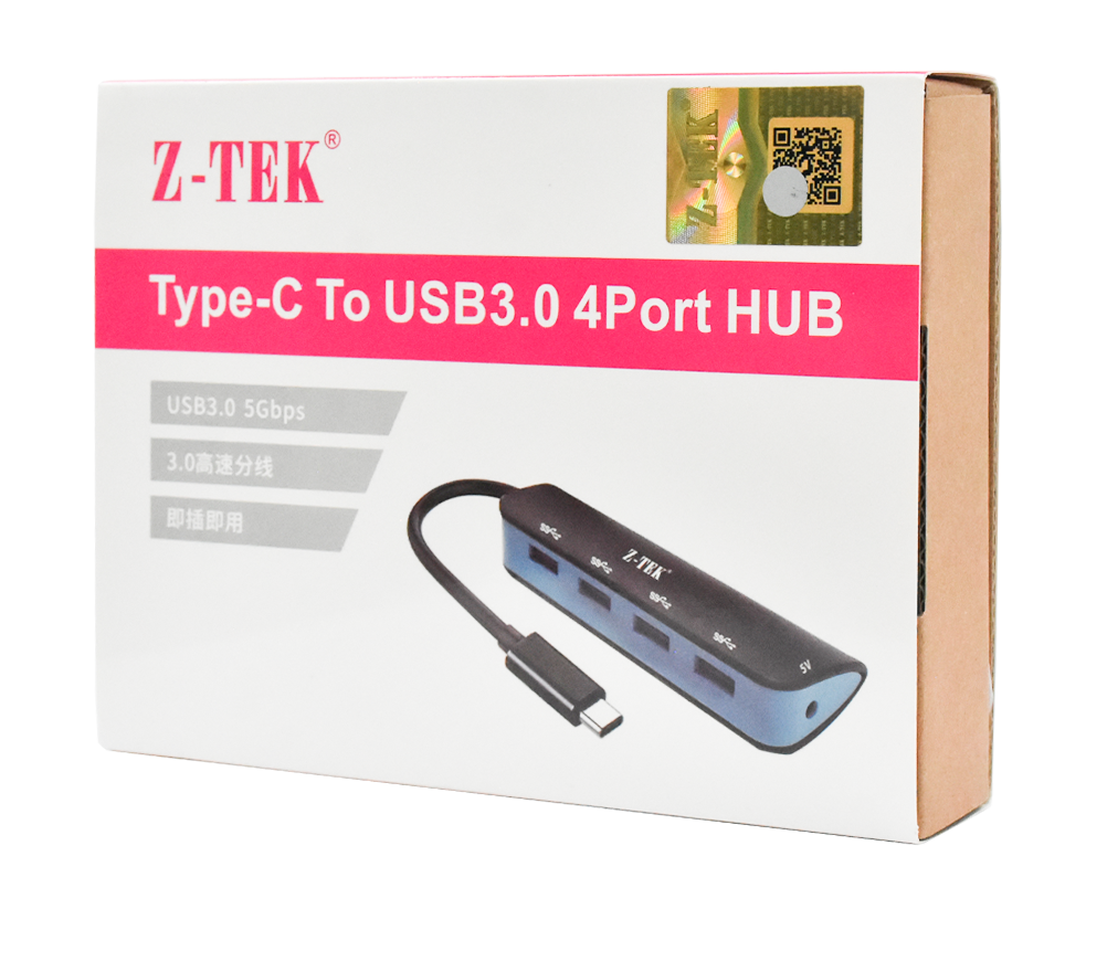 Z-TEK ZY375 4-Port Type-C to Type-A USB 3.0 Hub