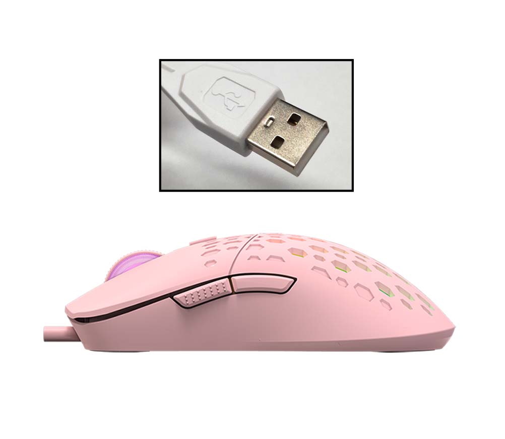 XTRIKE ME GM-209P Pink Color Backlit Wired Mouse 