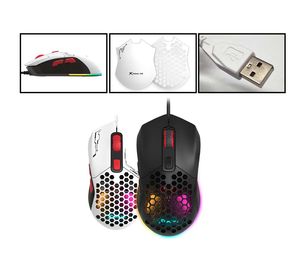 XTRIKE ME GM-316W White RGB Backlit Wired Mouse 