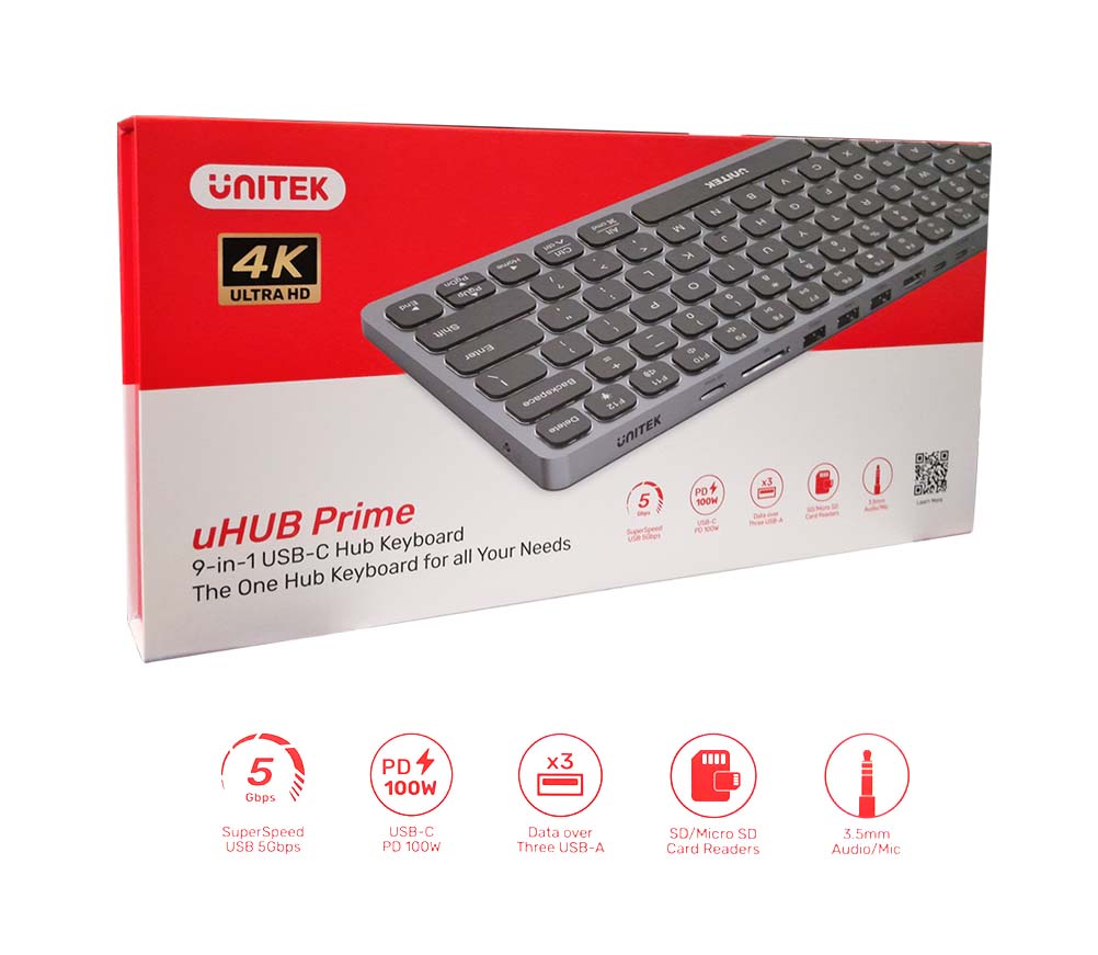 UNITEK D1092A 9-in-1 USB-C Hub Prime Keyboard 