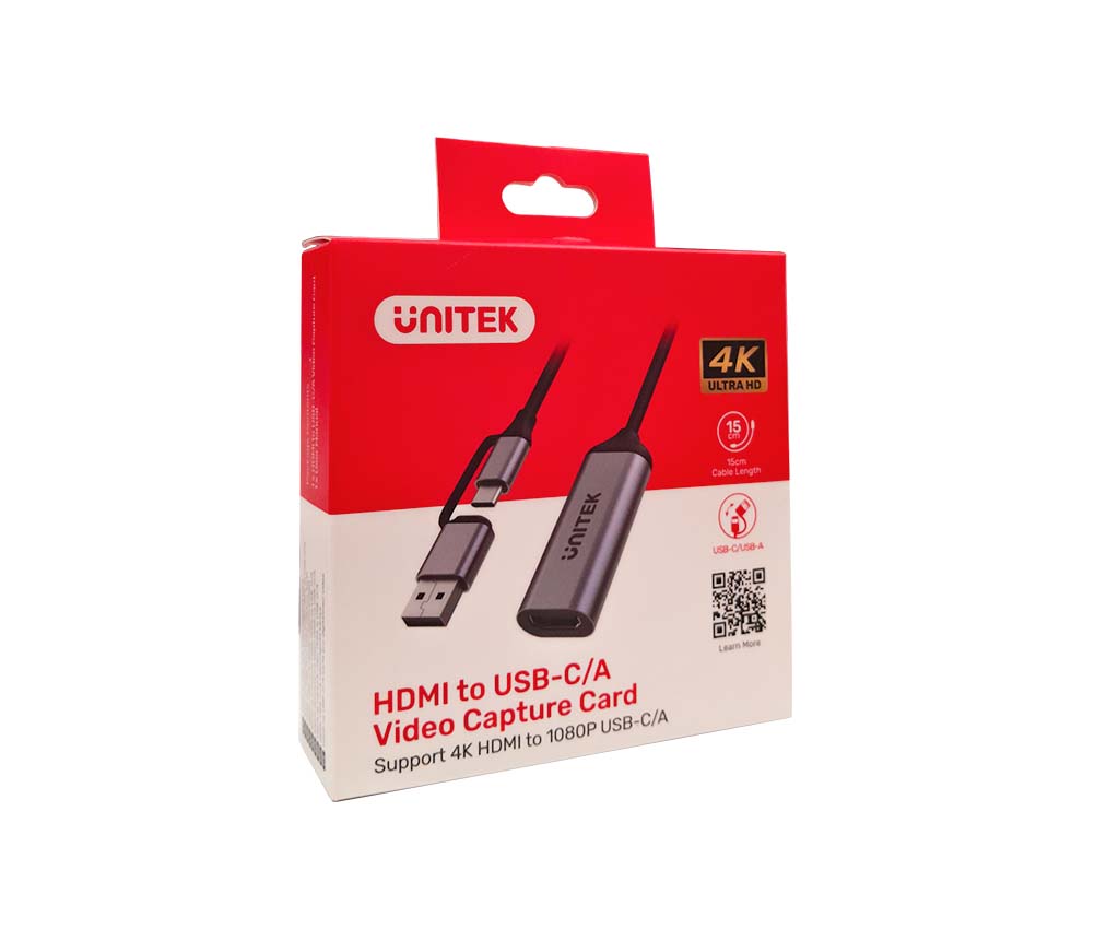 UNITEK V1167A HDMI TO USB-C/A VIDEO CAPTURE CARD 