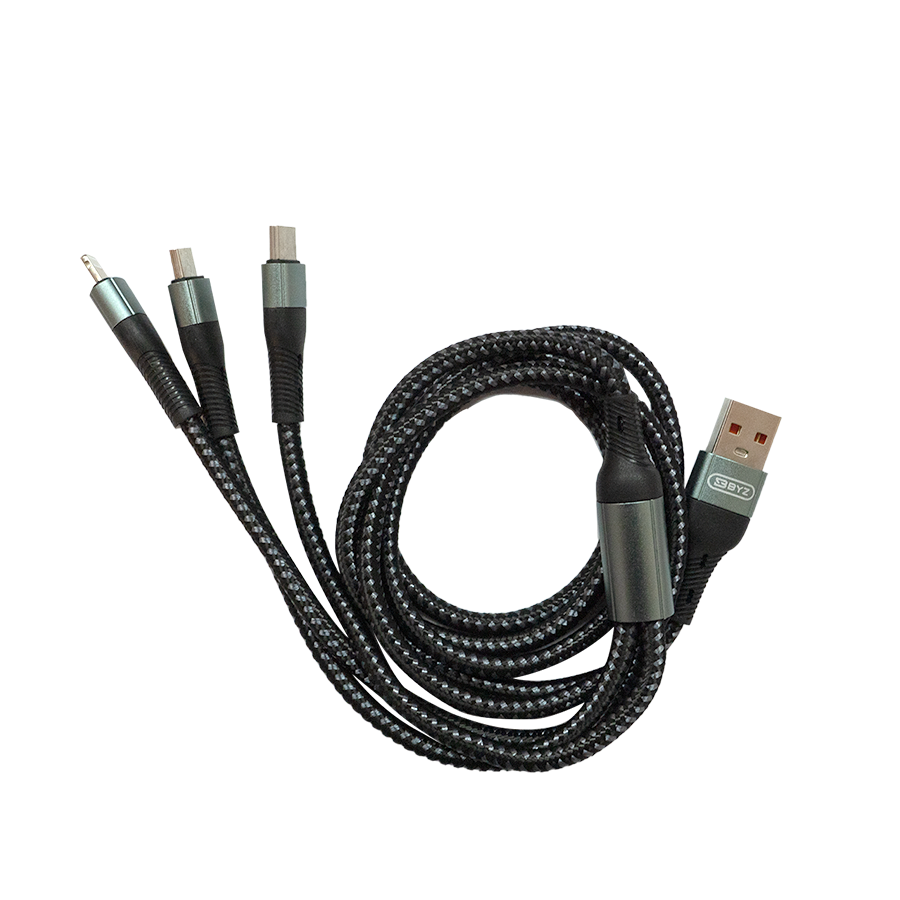 BYZ X77-B 3-in-1 1.2m USB Smart Data Fast Charging Cable