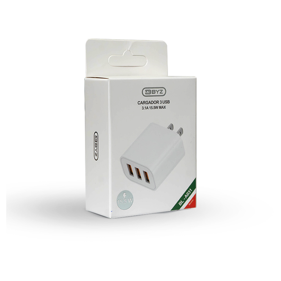 BYZ BL-A031Cargador  3 USB  3.1A 15.5W Max