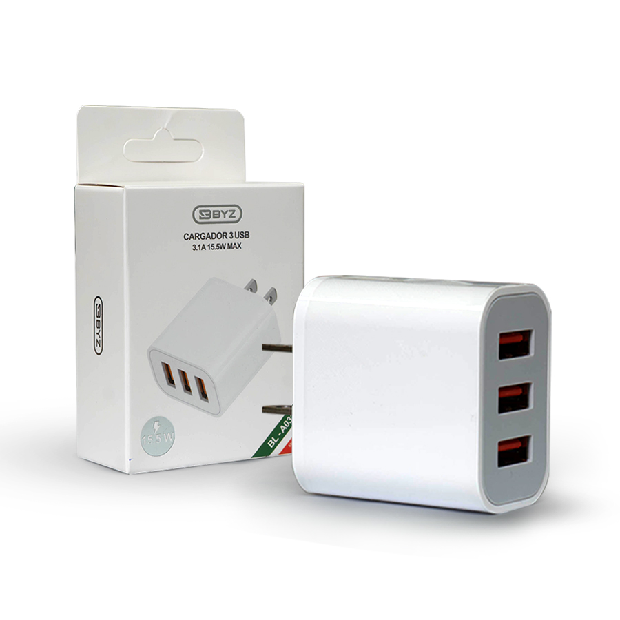 BYZ BL-A031Cargador  3 USB  3.1A 15.5W Max